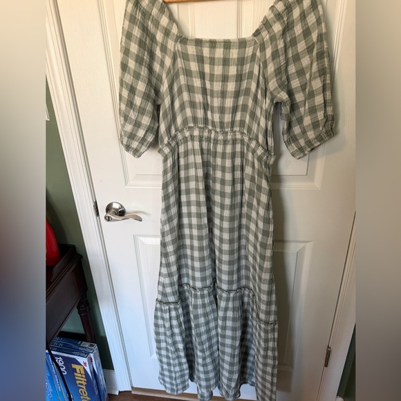UpWest Green and White Checkered Maxi Dress - Picture 5 of 6